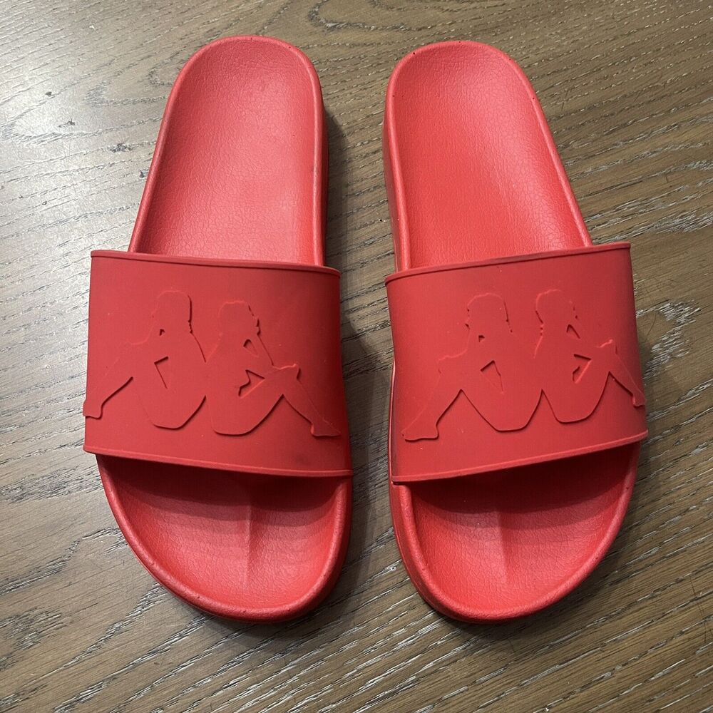 Kappa Caius Slide Sandals Mens Size 11/43 Triple Red Logo‎